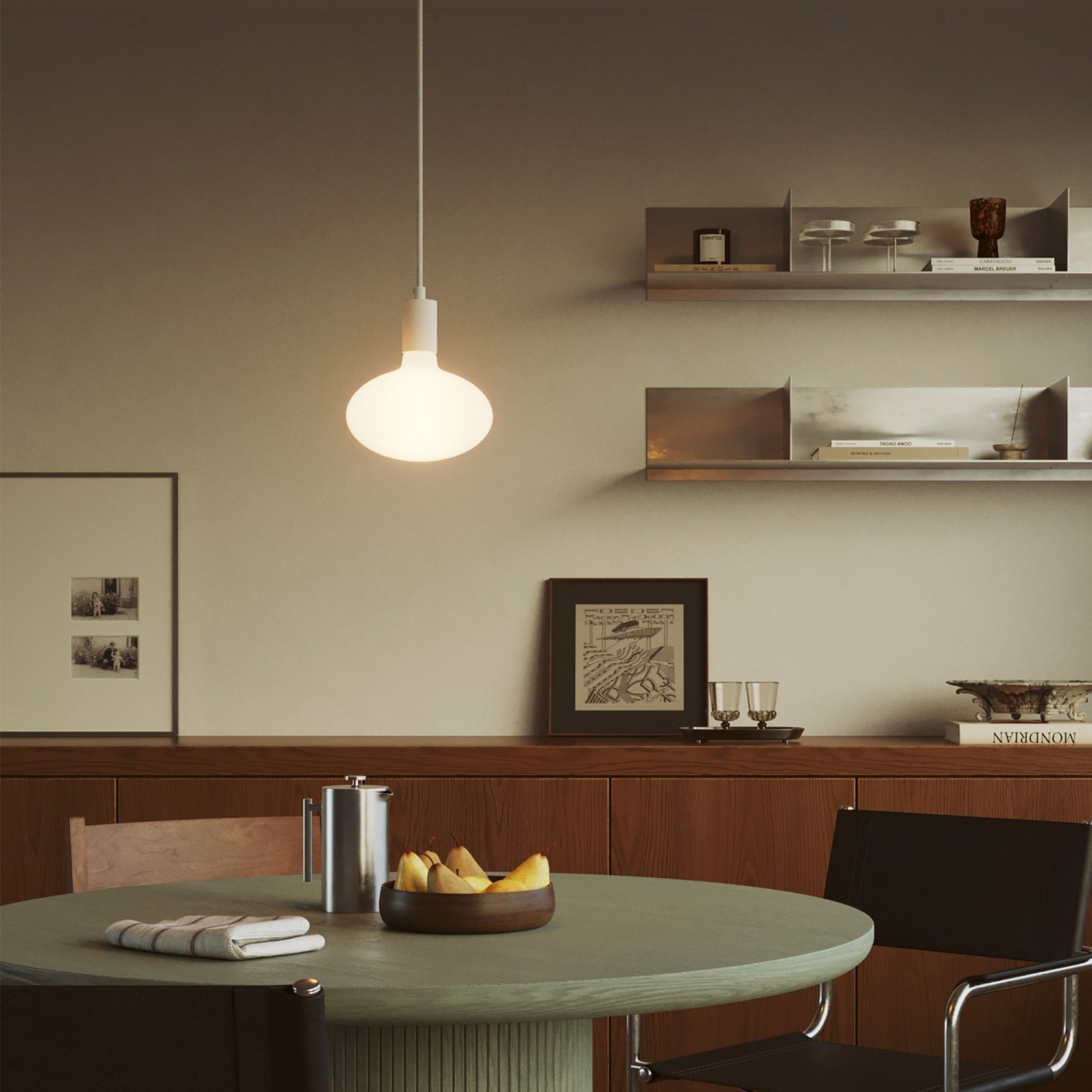 Lámpara Colgante con Bombilla LED Ellipse Efecto Porcelana